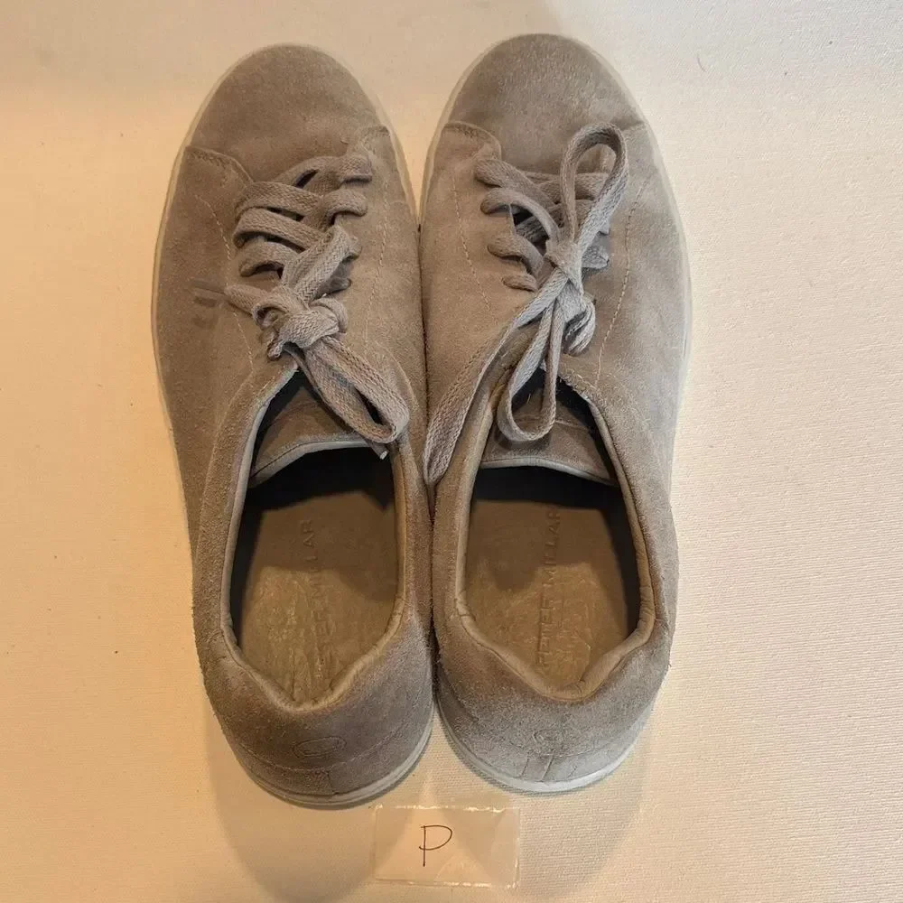Peter Millar Men's Taupe Suede Lace-Up Sneakers